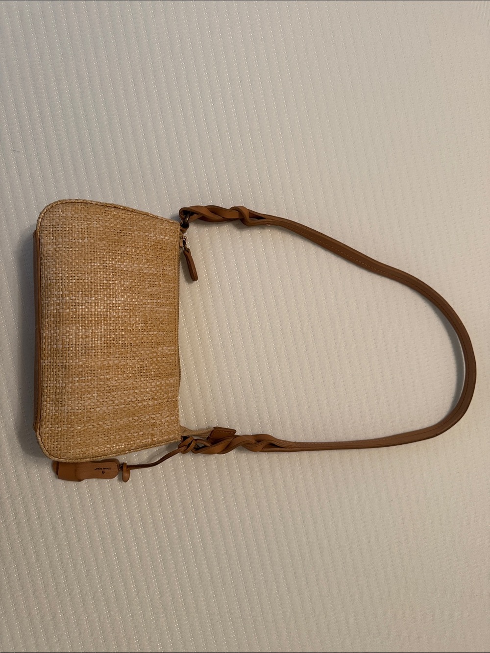 Etienne Aigner Straw Shoulder Bag with Tan Leather Strap
